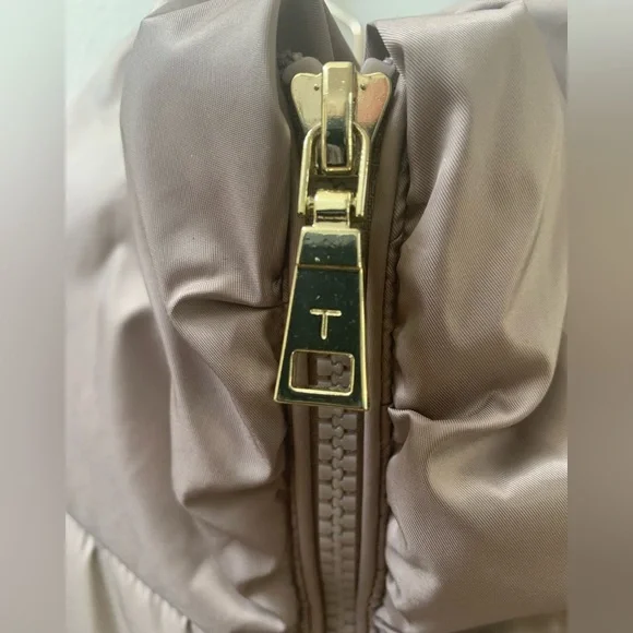 SZ M Tahari Tan Hooded Puffer Coat - Picture 4 of 13